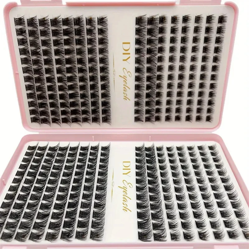 Europäisches und Amerikanisches Wimpernverlängerungs-Set, Künstliche Wimpern mit Segmentierten Büscheln für Natürlich Dichtes Wimpern-Transplantat – Detail 4