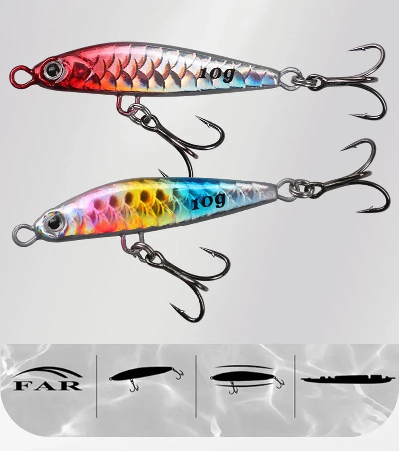 OUTKIT 1Pcs Metal Jigbait Spinning Lure 10g-22g Sea Fishing Bait Trolling Jigging Wobbler Laser Cover Drager SinKing Pencil