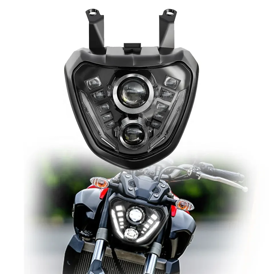 

E24 E-mark Motorcycle LED Headlight 12v For Yamah.a FZ07 MT07 2015 -2017 LED Headlight Projector With Halo