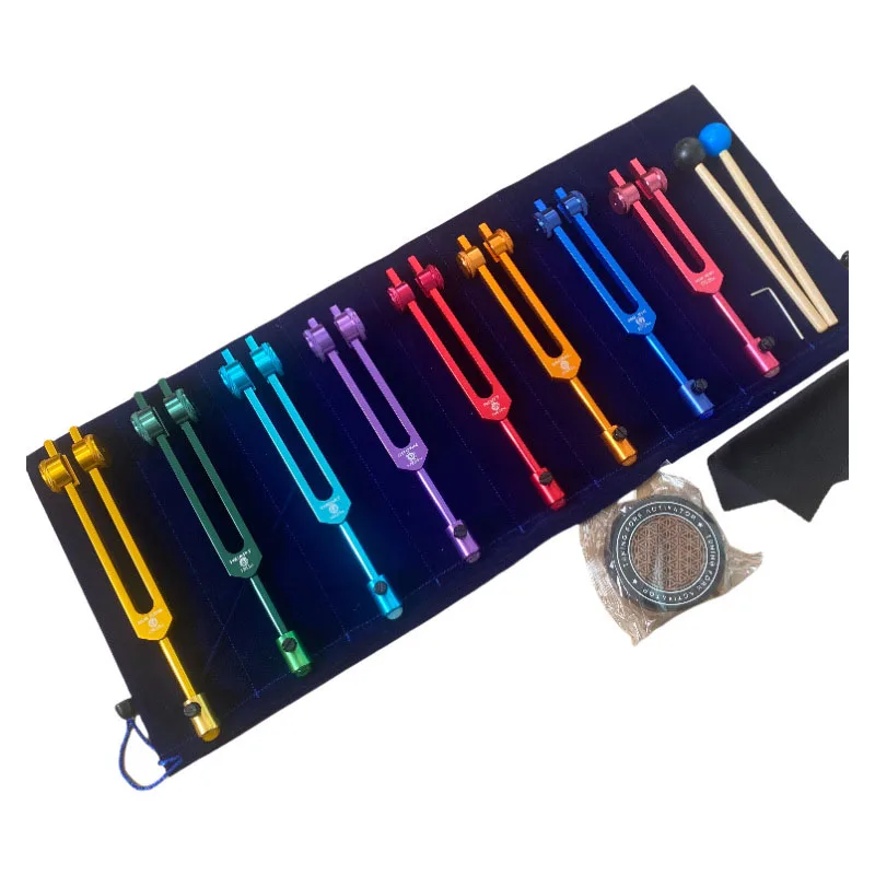 Colorful Vibrating Tuning Fork Set with Massage Base Precise Frequency for Healing Meditation Chakra Balance Sound Therapy Kit