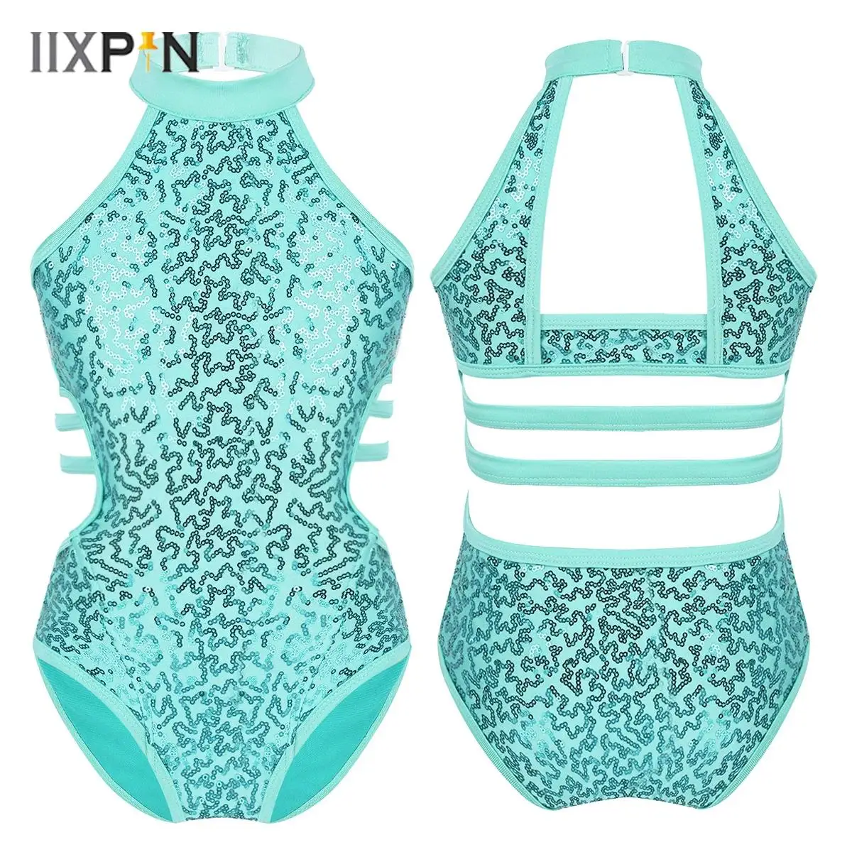 

Kids Girl Ballet Leotard Sleeveless Sparkly Sequins Dance Bodysuit Figure Skating Gymnastic Acrobatics Stage Performance Costume