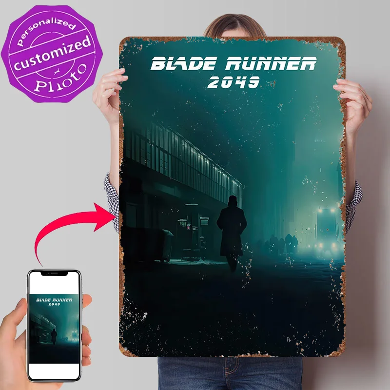 Blade Runner 2049 3D Texture Metal Poster Customized Wall Art Tin Sign Gift for Mancave Modern Home Decoration Luxury Decor Room