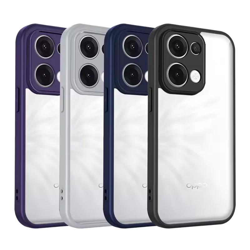 Für Oppo Reno 13 CPH2689 Hülle Luftpolster Stoßfeste Silikon-Bumper Klare Matte Rückseite Hartschalen-Handyhülle für Oppo Reno13 5G