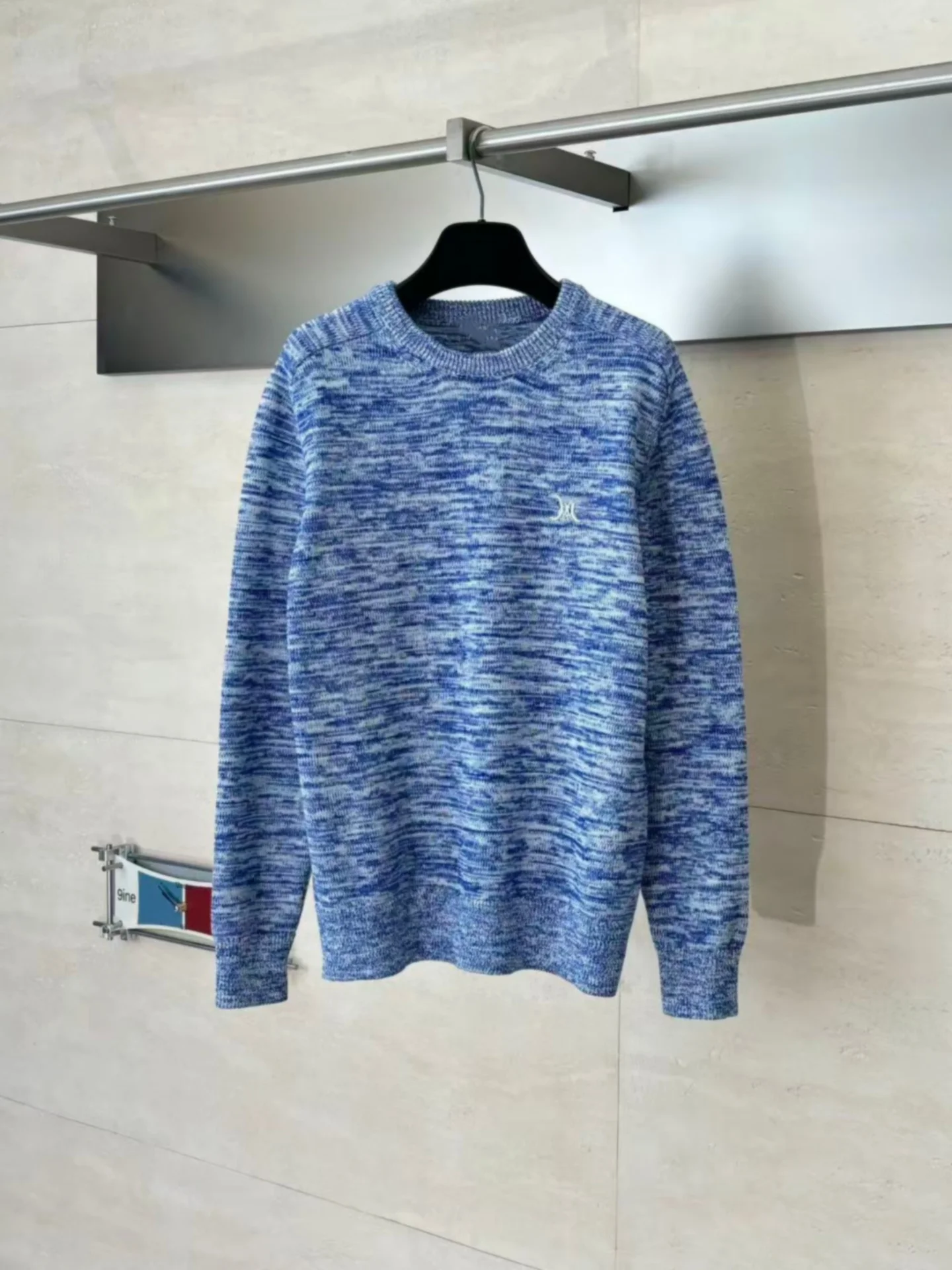 

Модный вязаный свитер с вышивкой и вставками на плечах, теплый, с круглым вырезом, из органического хлопка, мужской, повседневный стиль