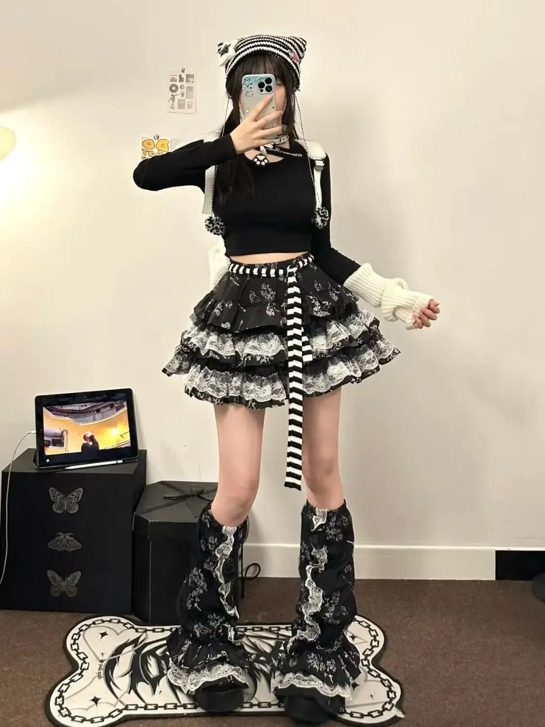 

Sweet Skirts Women Streetwear Punk Saia High Waist A-line Floral Summer Jupe 2026 Faldas Mujer De Moda Lace Ruffles Mini Skirt