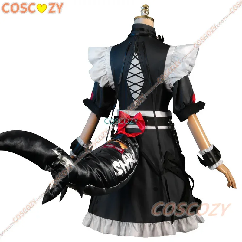 qq681 젠리스 존 제로 엘렌 조 코스프레 의상 메이드 복장 신규 게임 파티 블랙 드레스 가발 꼬리 유니폼 할로윈 컨벤션 코스