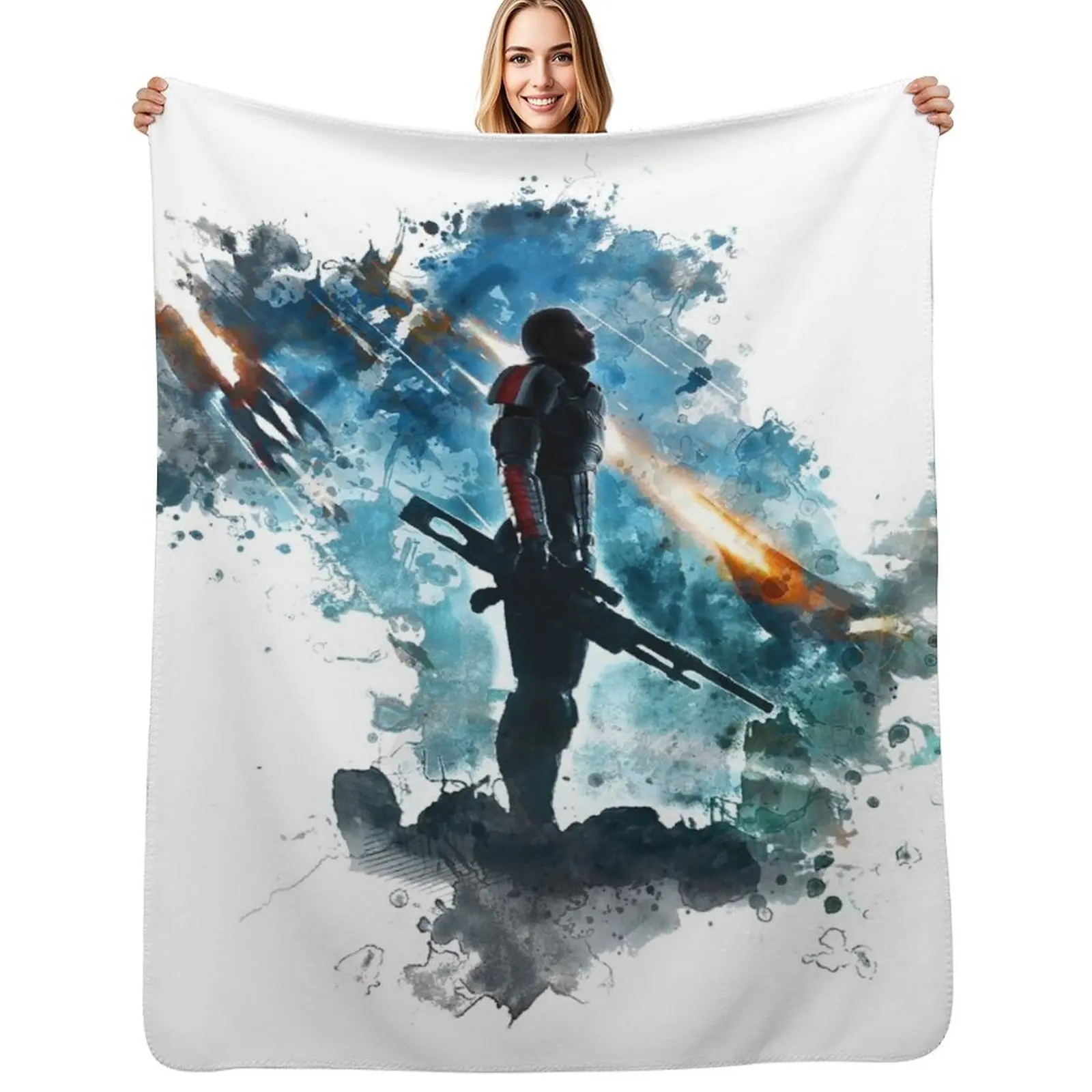 

Mass Effect Throw Blanket Bed Moving anime Large Blankets