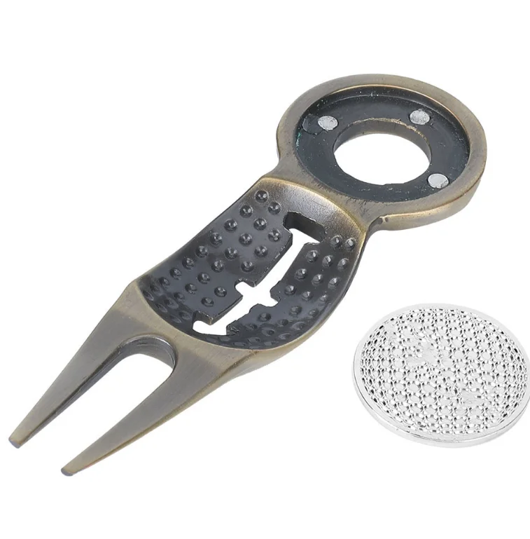 

Zinc Alloy Golf Divot Repair Tool Magnet with Marker Line for Training Practicing(bronze)