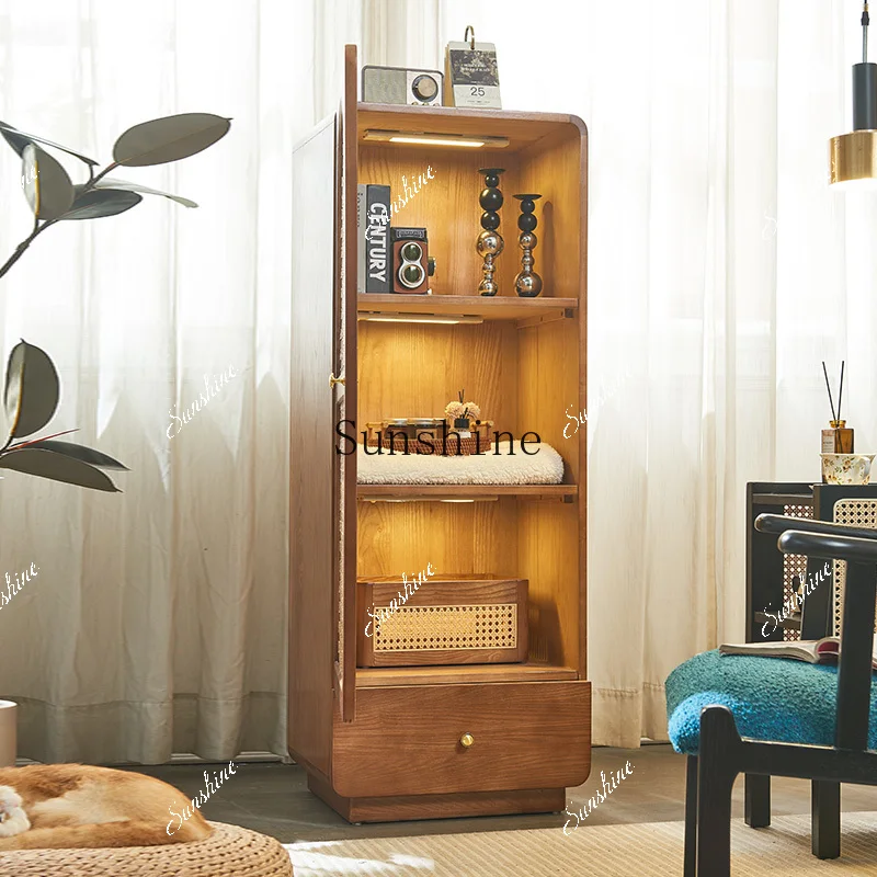 

Craftsman solid wood rattan chest combination, antique entrance, Japanese-style storage, simple Nordic storage FT