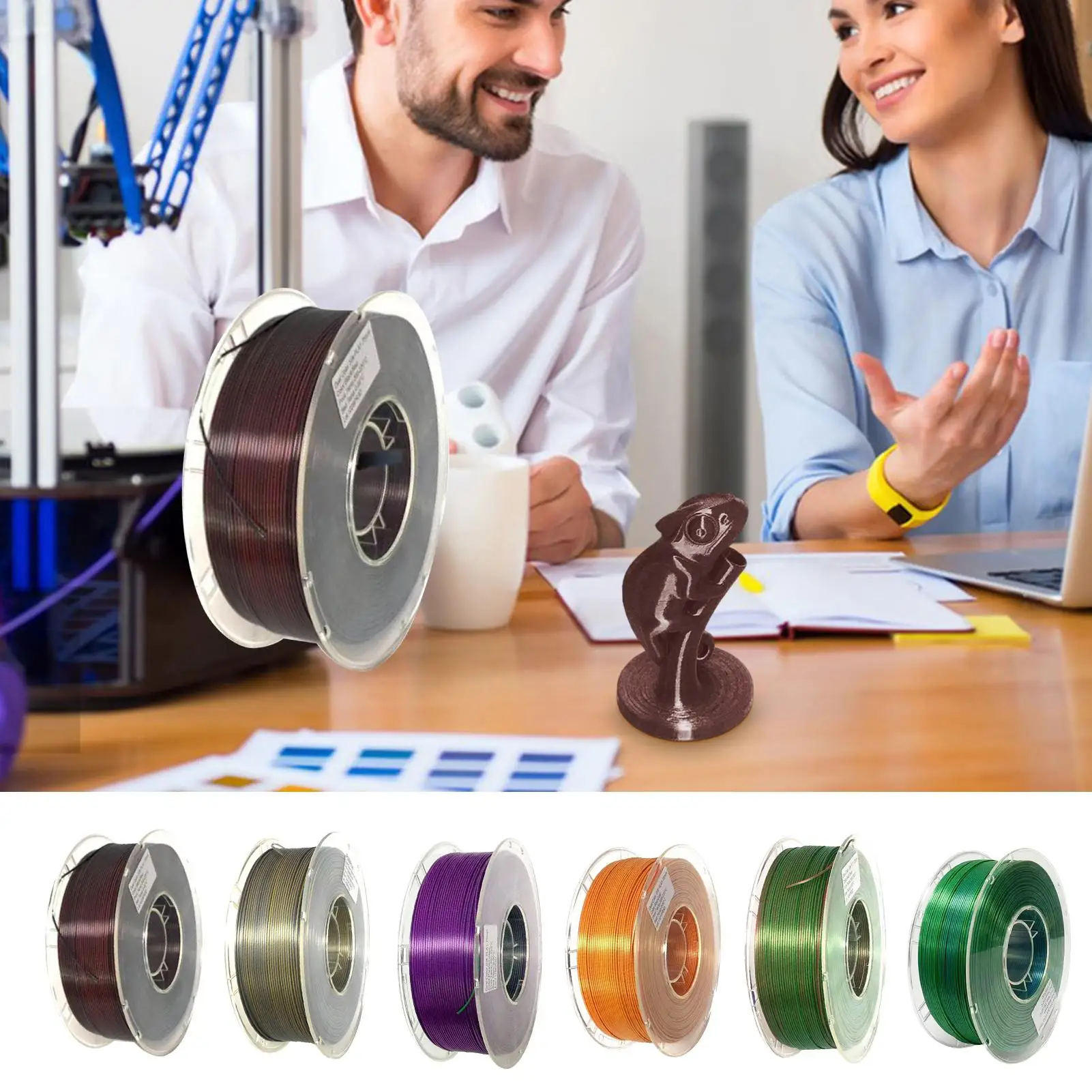 

3D Printing Filament 1kg DualTone PLAs 3D Printing Filament 1.75mm Shiny Color Changing 3D Printing Filament For FDM 3D Printier