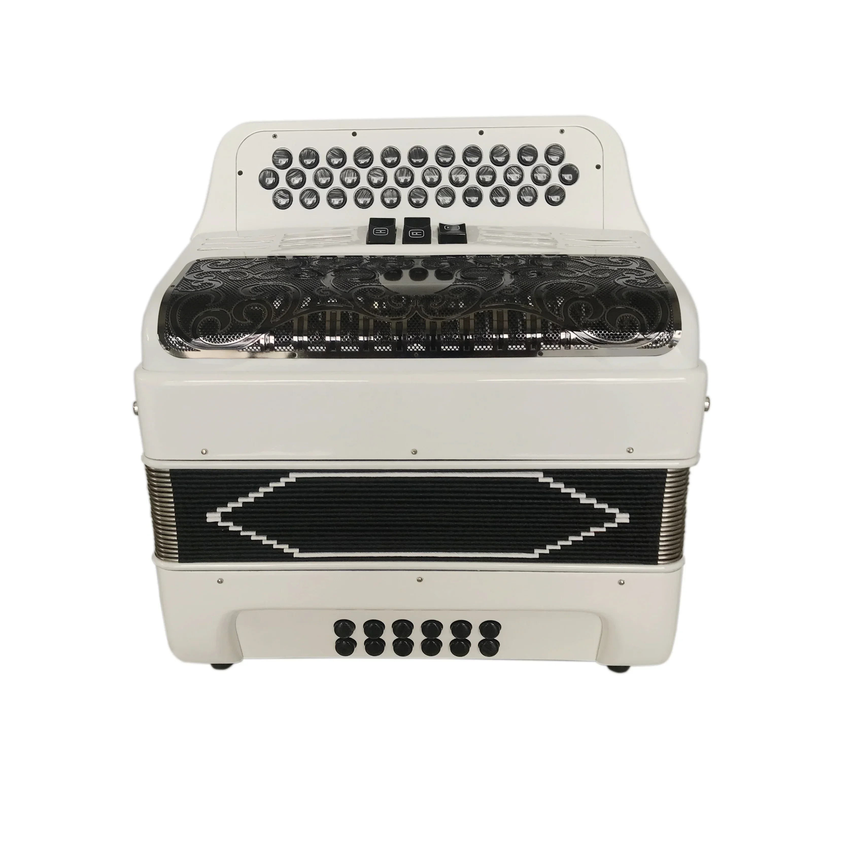 

34 Buttons 12 Bass 3 Registers White Student Accordion Accordions Musical Black Grill JB3412C