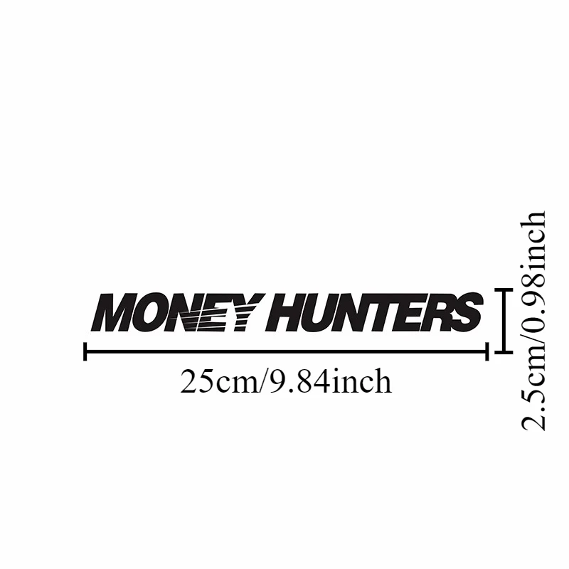 MONEY HUNTERS Lettering Car Sticker, Waterproof Vinyl Sticker, Multi Color Available, for Car Bumper Grille and Body Decoration