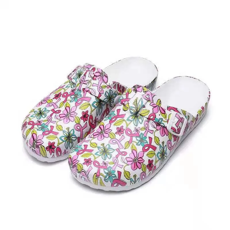 A Pair of Summer Women's Closed-Toe Slippers, Doctor Shoes, Nurse Shoes, Home Bathroom Non-Slip, Wear-Resistant, Breathable, Simple and Stylish Closed-Toe Sandals
