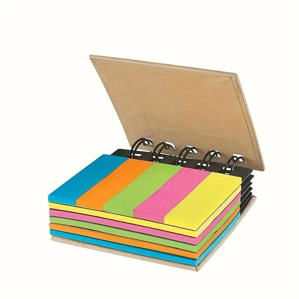 Bloc de Notas Adhesivas de Papel Kraft, 1 Pieza, Regalo Publicitario, Set de Notas Adhesivas Fluorescentes de Colores, Suministros para Diario
