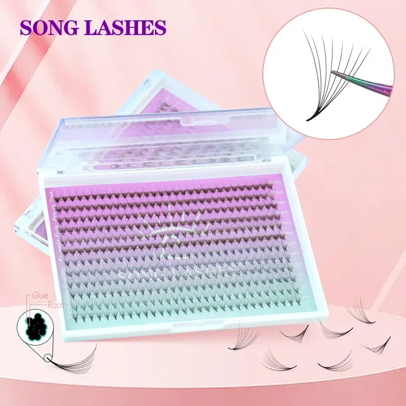 SONG LASH 12 Rows Pointy Base Premade Thin Eyelash wholesale  magnetic eyelashes eyelash extension supplies  makeup