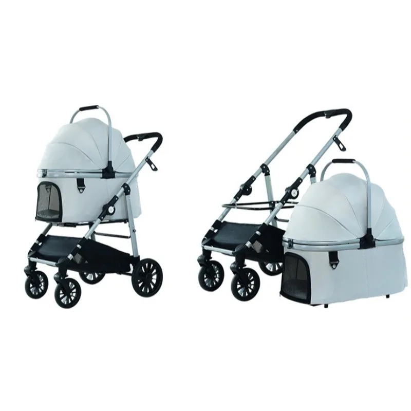 Portable Pet Stroller Removable Pet Carrier Outdoor Travel Cat and Dog Stroller Foldable Cat and Dog Cart Dog Buggy pet supplies