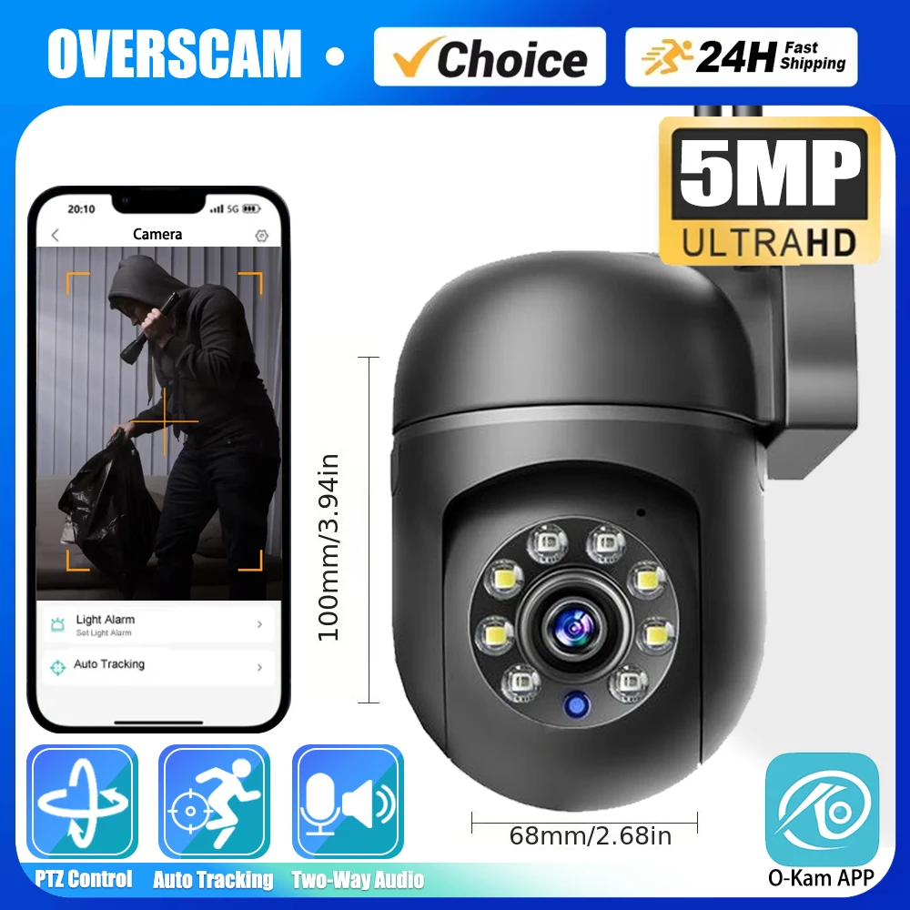 O-Kam IP Camera 5mp HD Auto Movement Tracking Close-Circuit Wifi 2.4G/5GHZ Dual-Band Wireless Family Security Instant Protection