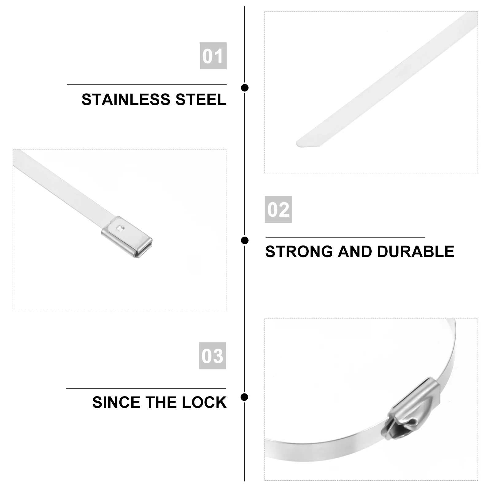 

100 Pcs Stainless Steel Cable Ties Heavy Duty Wire ganizers Durable Straps Heat Resistant Waterproof Long Service