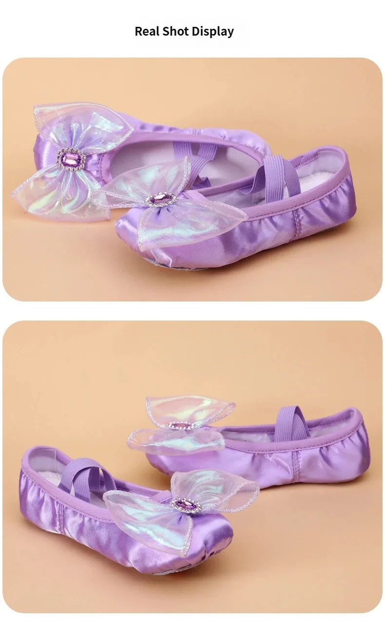 Mädchen Schleife Cartoon Kinder Tanzschuhe Professionelle Weiche Sohle Kinder Ballett Yoga Gymnastik Baby Tanzschuhe – Detail 8