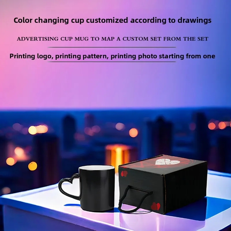 Custom Photo Thermochromic Mug - Heat Activated Color Changing Ceramic Cup with Logo Printing & Gift Box Packaging