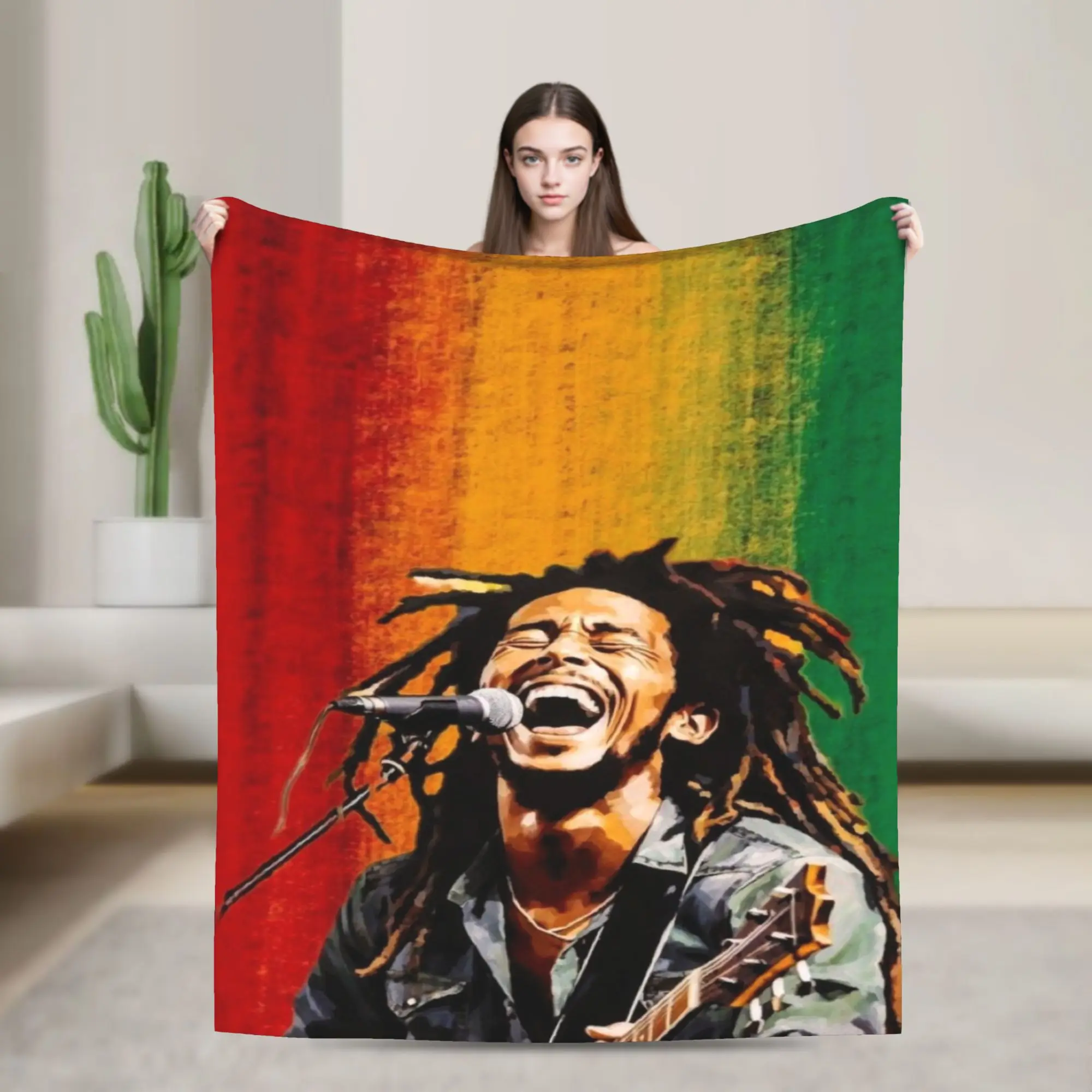 B-Bob M-Marley Singer Super Soft Blanket  Funny Picnic Throw Blanket Home Decor Flannel Bedspread Sofa Bed Cover