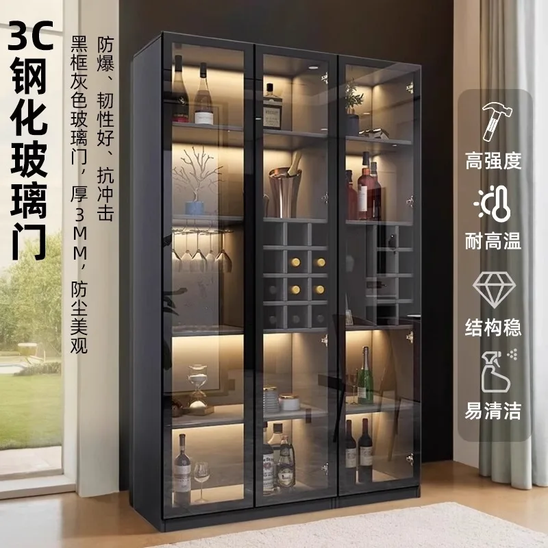 Display Cabinet Household Glass Wine Cabinet Living Room Wall Shelf High-end Cabinet Light Luxury Locker