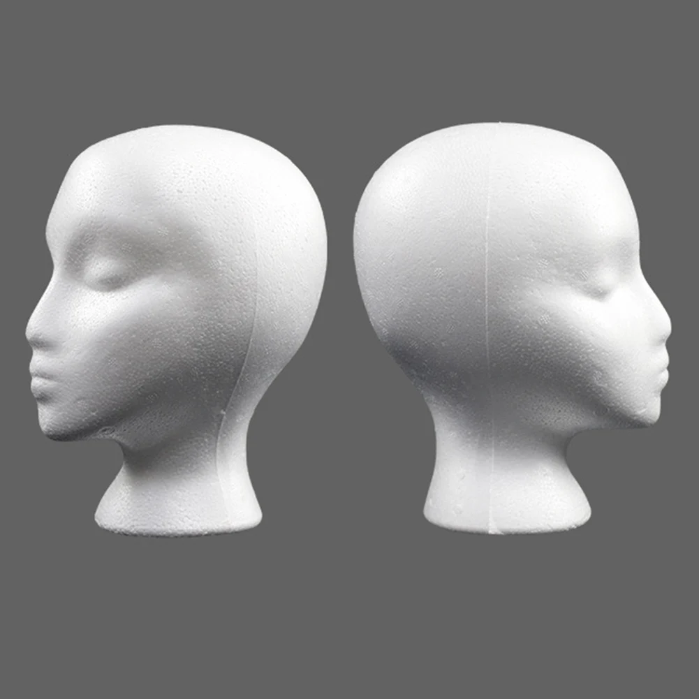 1/2PCS Female Styrofoam Foam Mannequin Head Hat Glasses Display Model Wig Display Stand Rack Holder for Barber Shop Salon