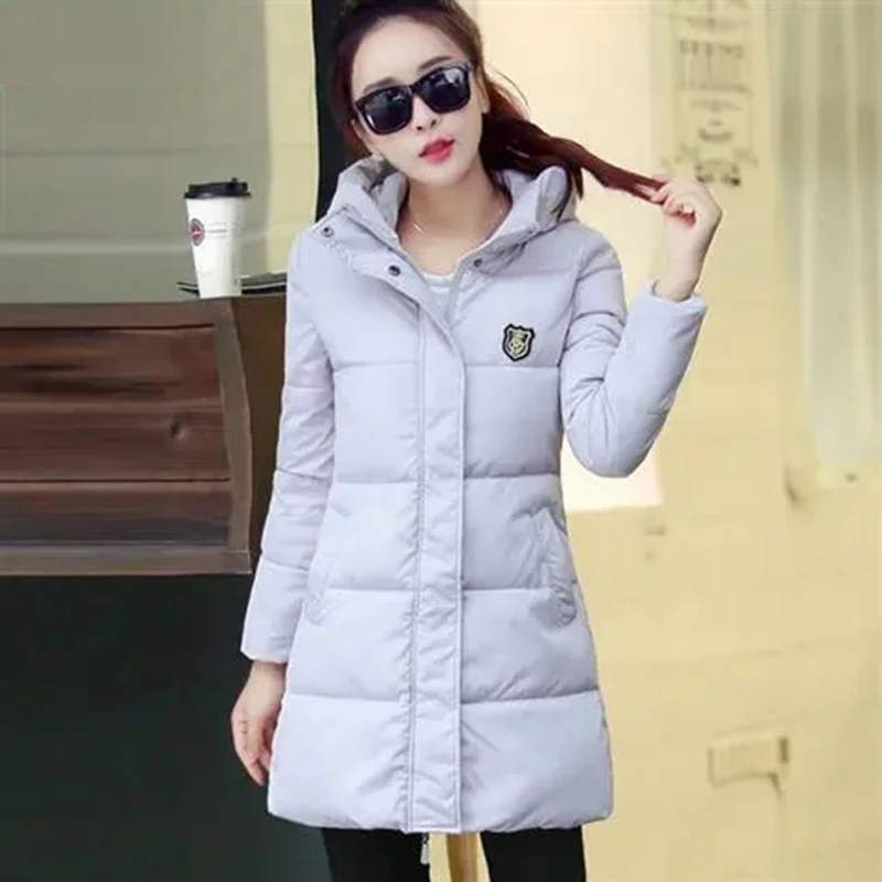 Winter Warm Overcoat Thick Outwear Top Red Casual Parka Mid-length Cotton Padded Hooded Loose Women Coat Parka Snow Wear Outwear