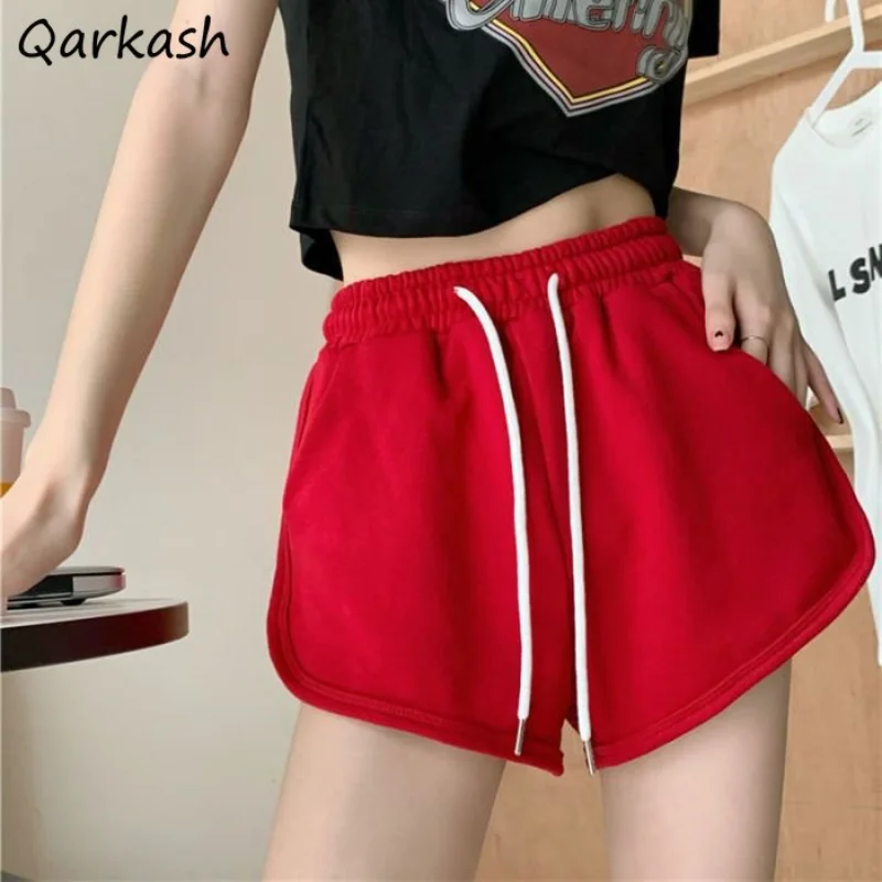 Wide Leg Shorts Women Sporty Drawstring Casual Loose Jogger Korean Style Fashion All-match Streetwear Chic Summer Harajuku Soft