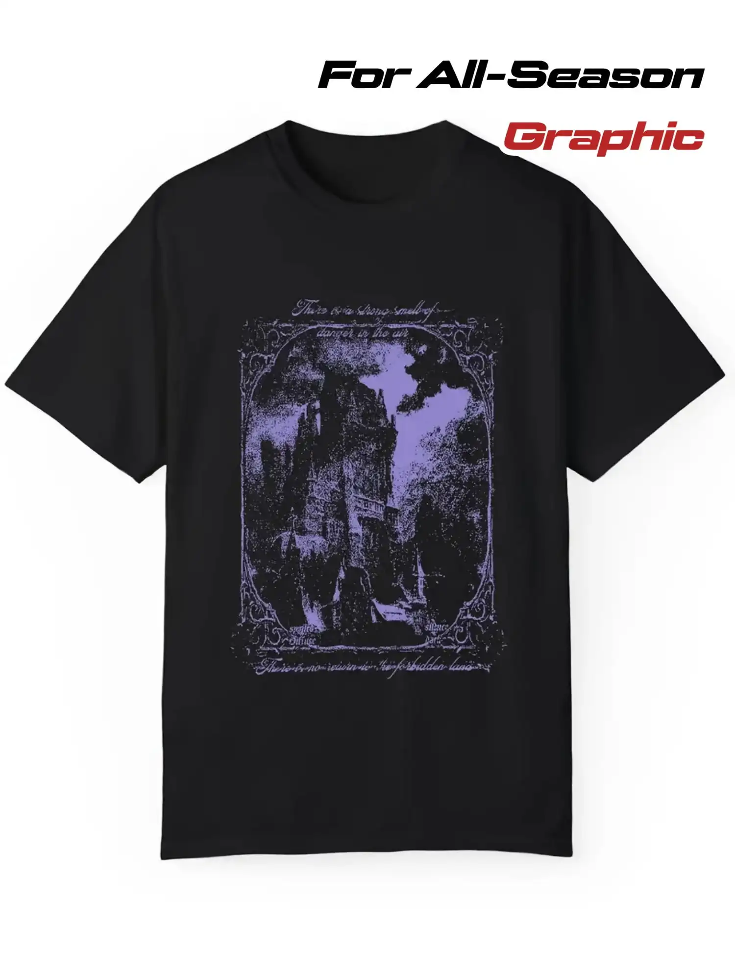 Men's Vintage Gothic Dark Fantasy Castle Graphic T-Shirt