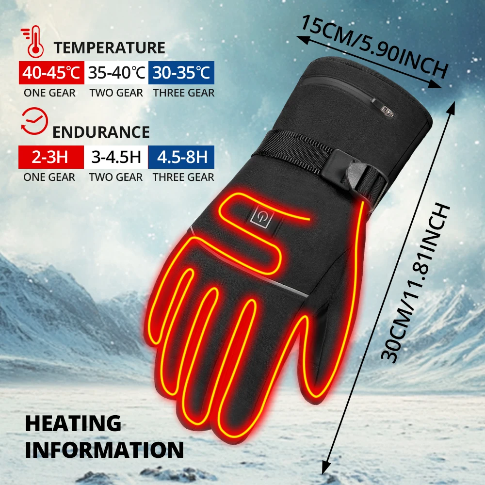 Heating Snowmobile Gloves Waterproof Heating Thermal Gloves Outdoor Skiing Electric Heating Gloves