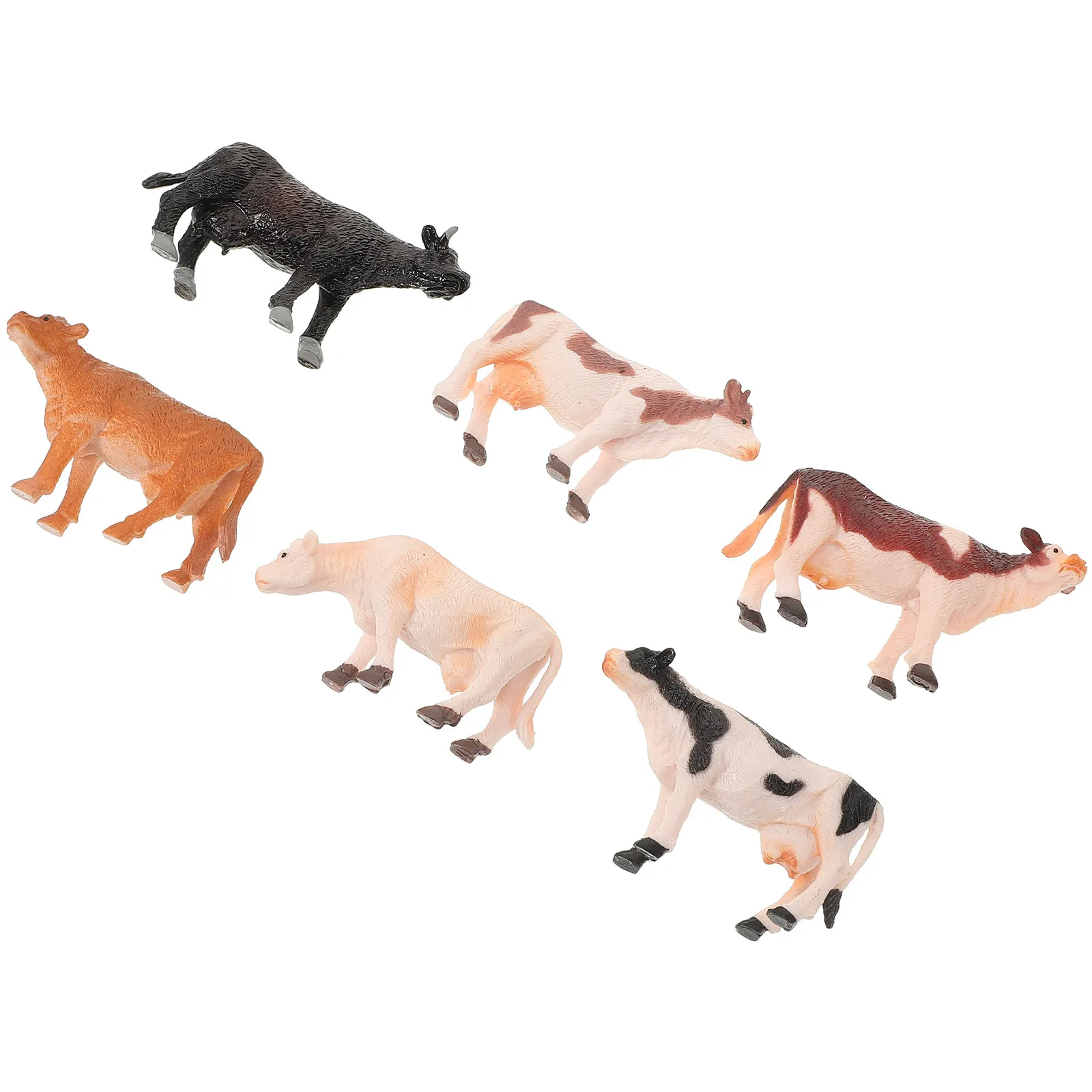 

6Pcs Tiny Cattle Sculpture Decor Strong Wear Resistant Plastic Animal Ornament for Garden Patio Desk Moss Scene Farm Decor