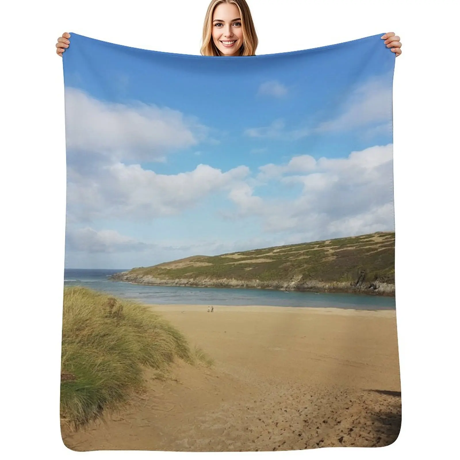 

Crantock Beach, Cornwall Throw Blanket Warm Napping Blanket for Office Couch Bed