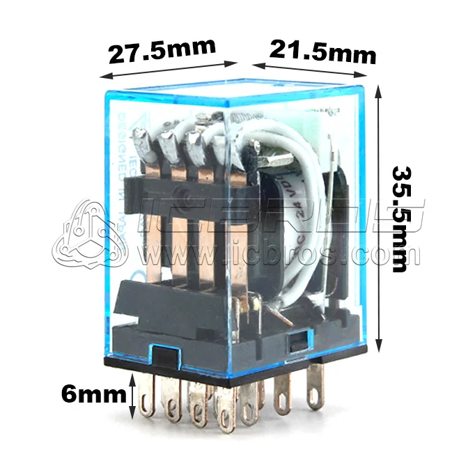 10PCS MY4NJ HH54P MY4N-J 14 Pin AC/DC 12V 24V 36V 48V 110V 220V 380V Mini Intermediate Electromagnetic Relay