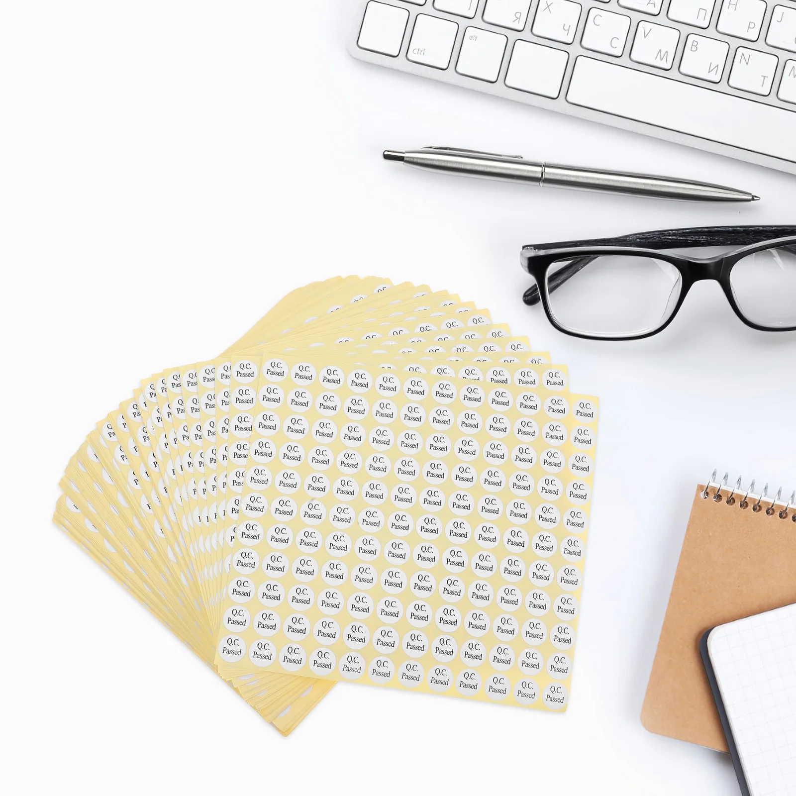 

150 Sheets Pass The Inspection Label Round Self Adhesive Stickers Labels Qc Self-adhesive White Passed