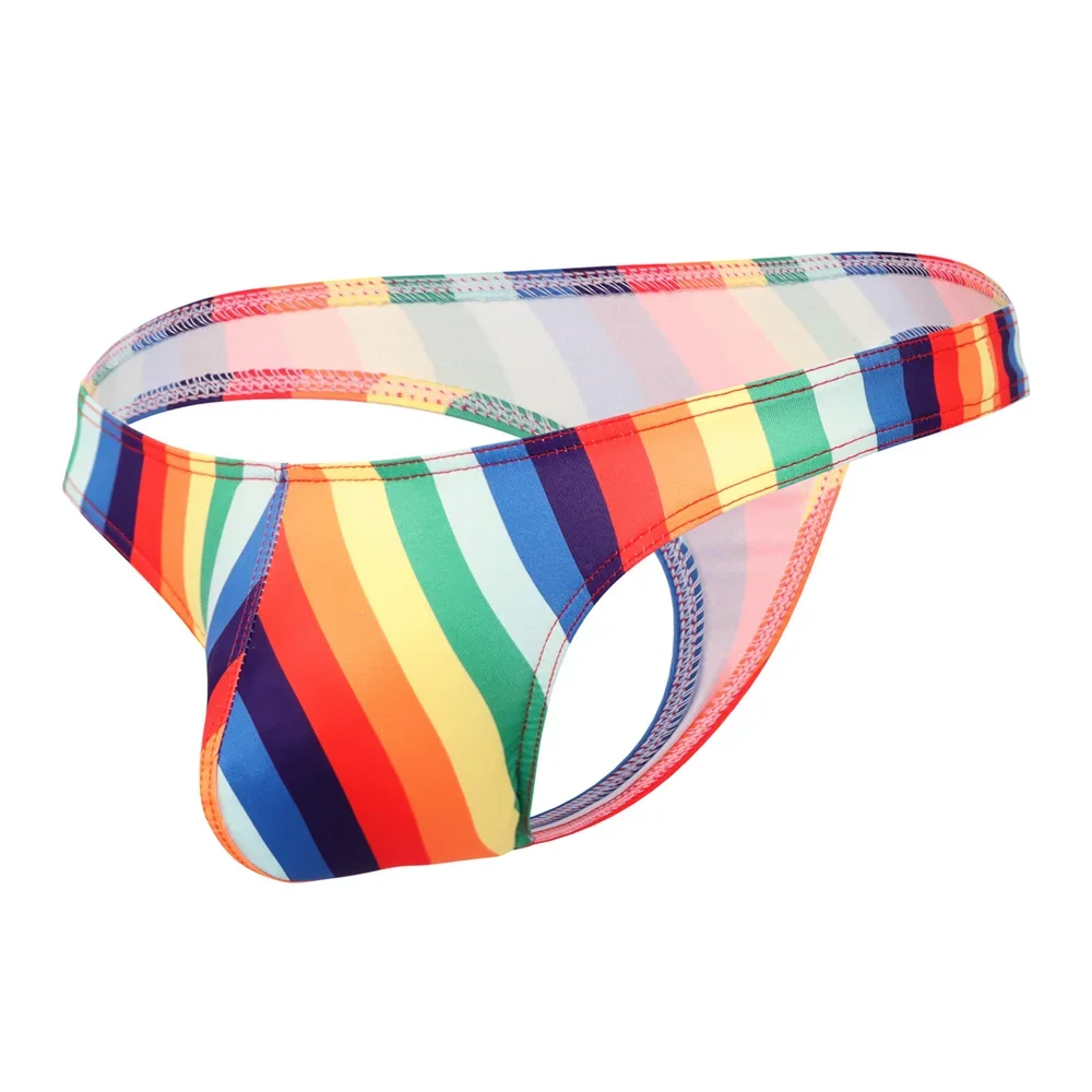 

Men Breathable T-back Sexy Low Rise Underwear U-convex Pouch Panties Printed G-strings Briefs Jockstrap Underpants Bikini Thongs