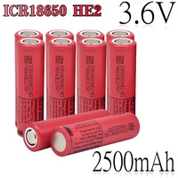 18650 HE2 Rechargeable battery 3.6V 2500mAh ICR18650-HE2 battery, used for various electronic products, toys With USB Charger