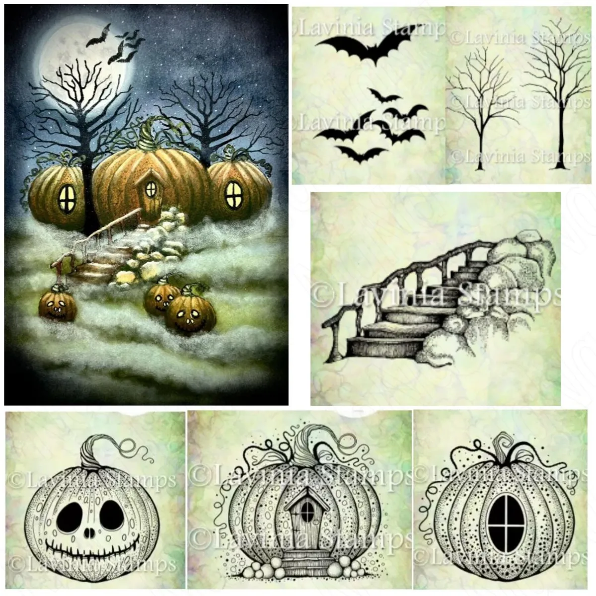 2024 New Halloween Pumpkin Bat Dead Tree Clear Stamps DIY Scrapbook Craft Decoration Embossing Template Supplies Greeting Card