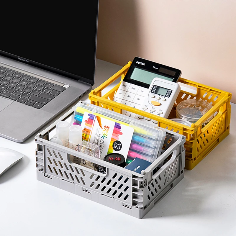 Mr.paper 6 Styles Plastic Stackable Foldable Stationary Holder Simple Cute Student Office Desktop Storage Stationery Organizer