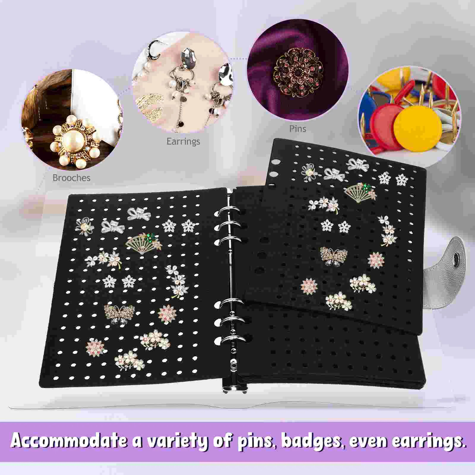 Storage Box Portable Pin Binder Enamel Pins Board Display Collection Book Pages Brooch