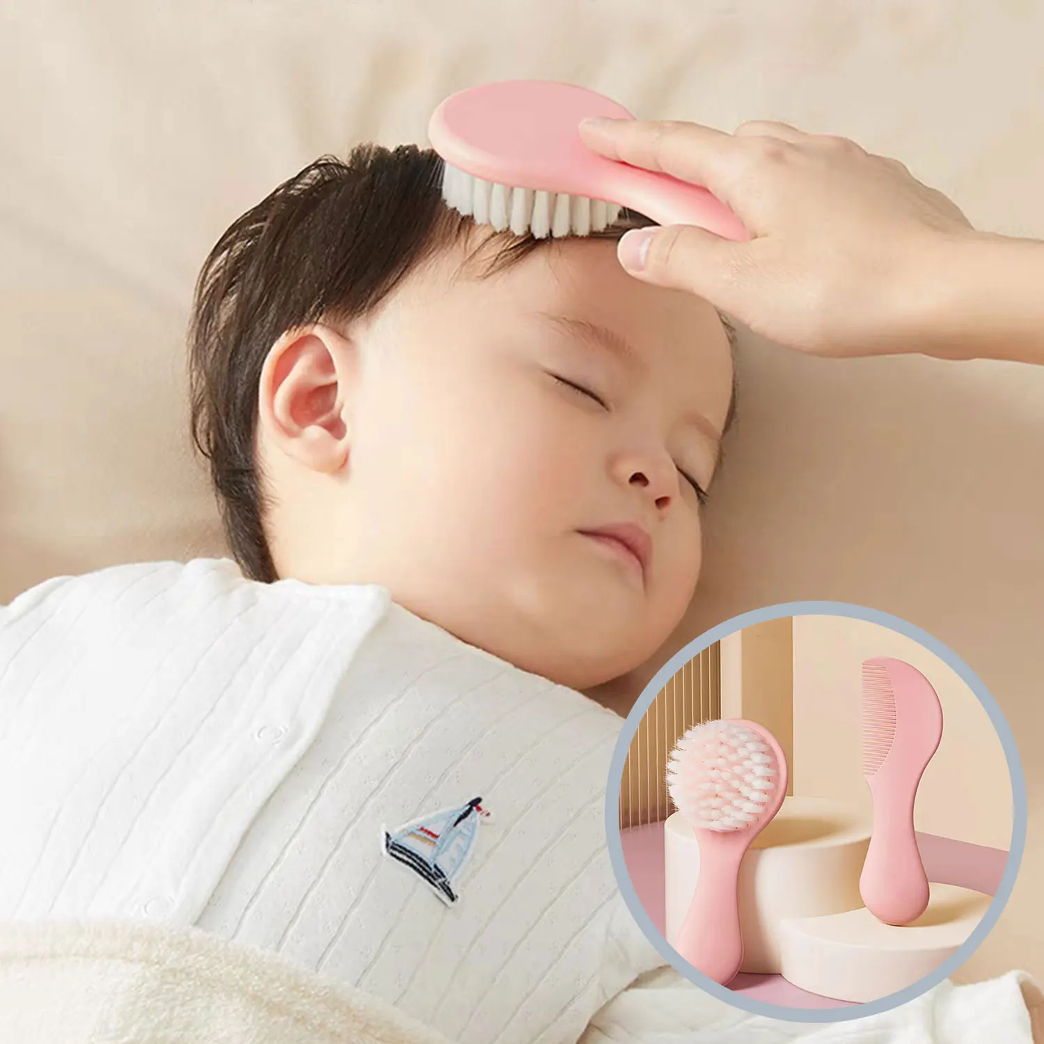 2pcs Baby Comb Baby Scalp Removal Brush Massage Newborn Children Bath Hair Washing Soft Brush Comb Set