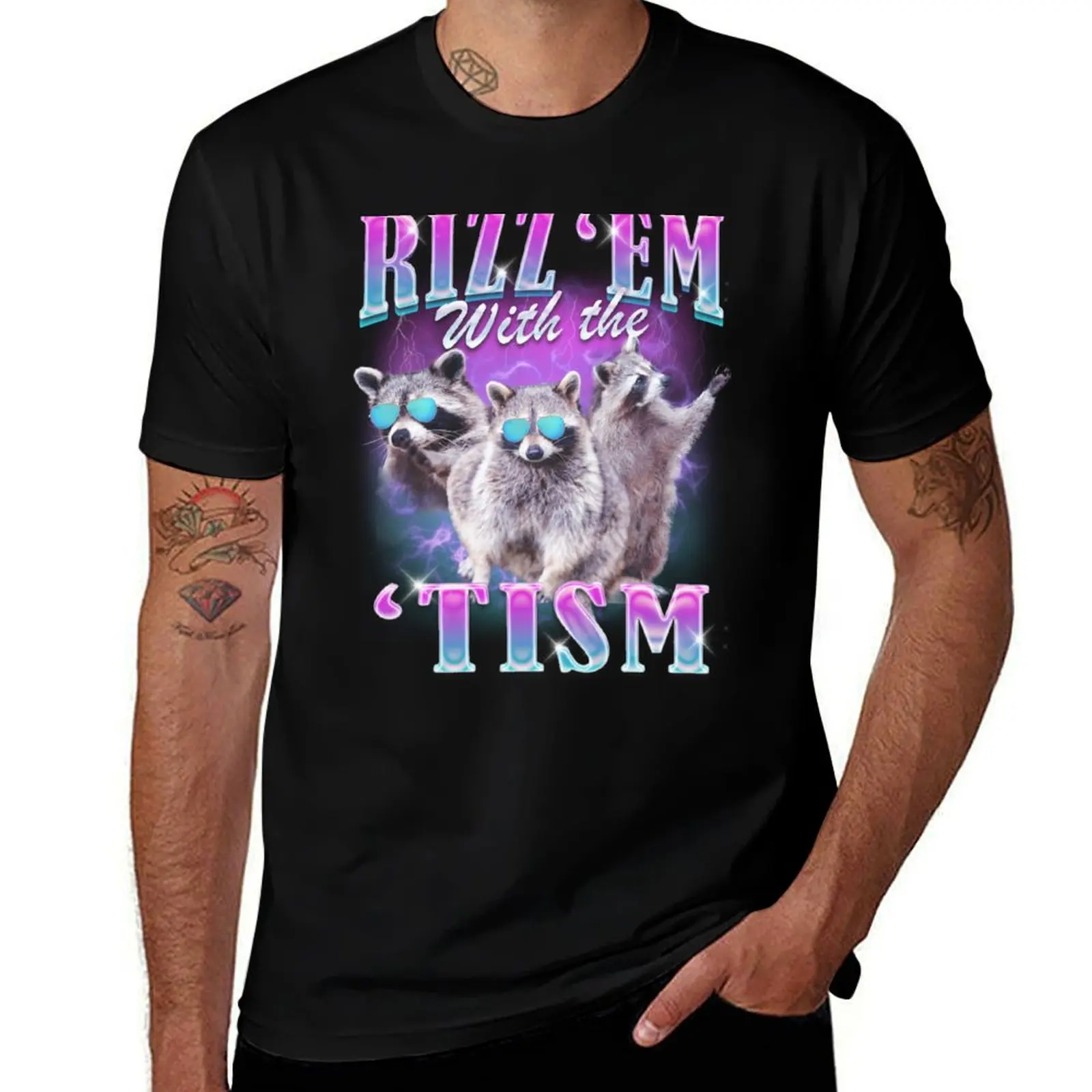 

Funny t Rizz summer shirts Raccoon man T-Shirt 'em Meme 'Tism funny t shirt With man shirt t The man cotton