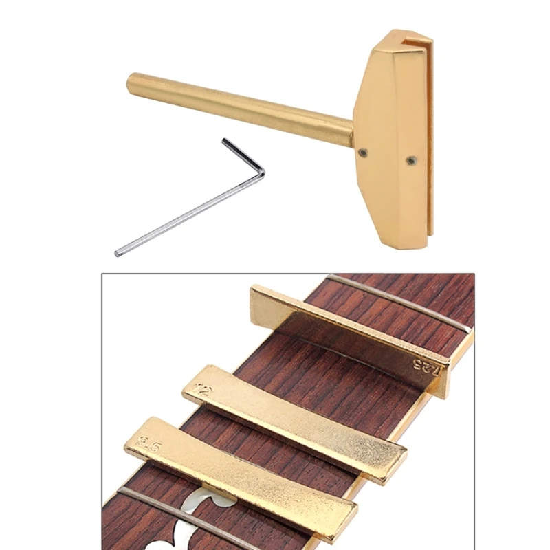 Fretboard Press Caul and Radian Fret Inserts With Wrench Luthiers Tool Guitar Bass Fingerboard Pressing Tool Repair Tool