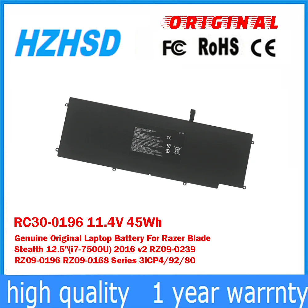 

RC30-0196 11.4V 45Wh Genuine Original Laptop Battery For Razer Blade Stealth 12.5"(i7-7500U) 2016 RZ09-0239 RZ09-0196 RZ09-0168