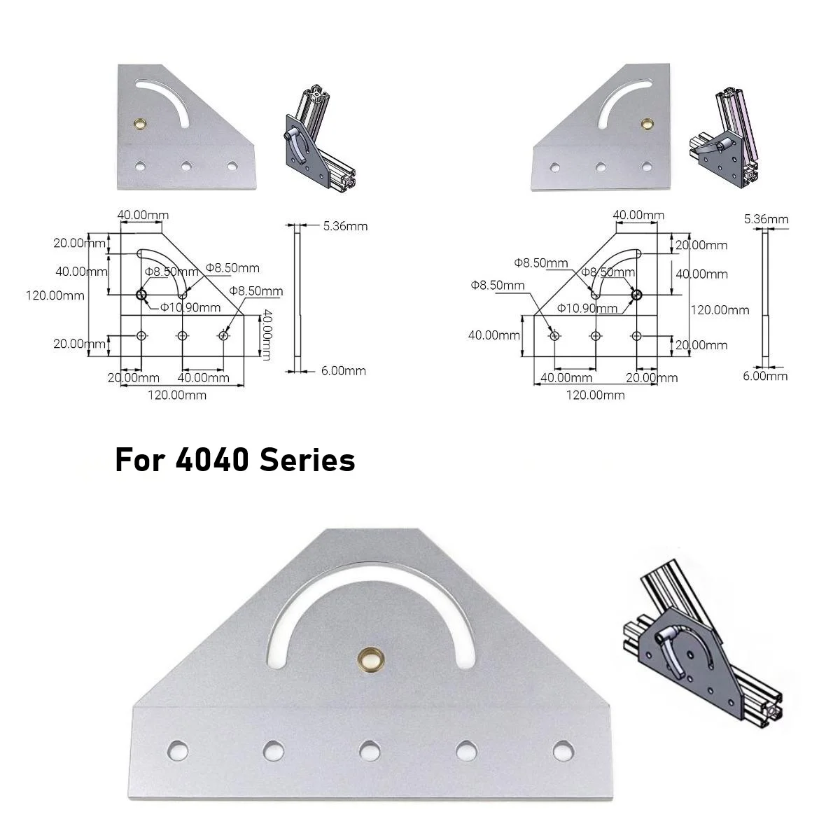1PCS 90 Degree 180 Steering Connecting Plate 4040 Connector Locking Block For 4040 V-slot Aluminum Profile Angle Holder