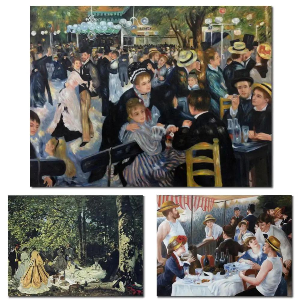 

Classical Canvas Art Oil Painting At the Moulin de la Galette Handmade Pierre-Auguste Renoir Painting Modern Dining Room Decor