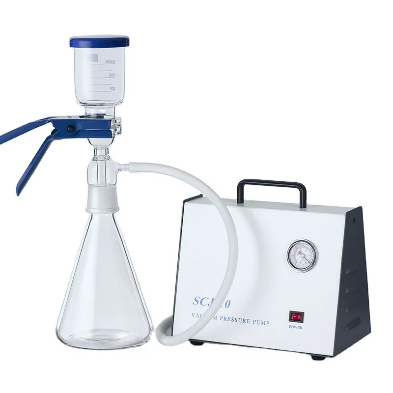 

Лабораторная система вакуумной фильтрации 1000 мл с безмасляным мембранным вакуумным насосом LMP-85, все стеклянные держатели, сборка фильтрации растворителей