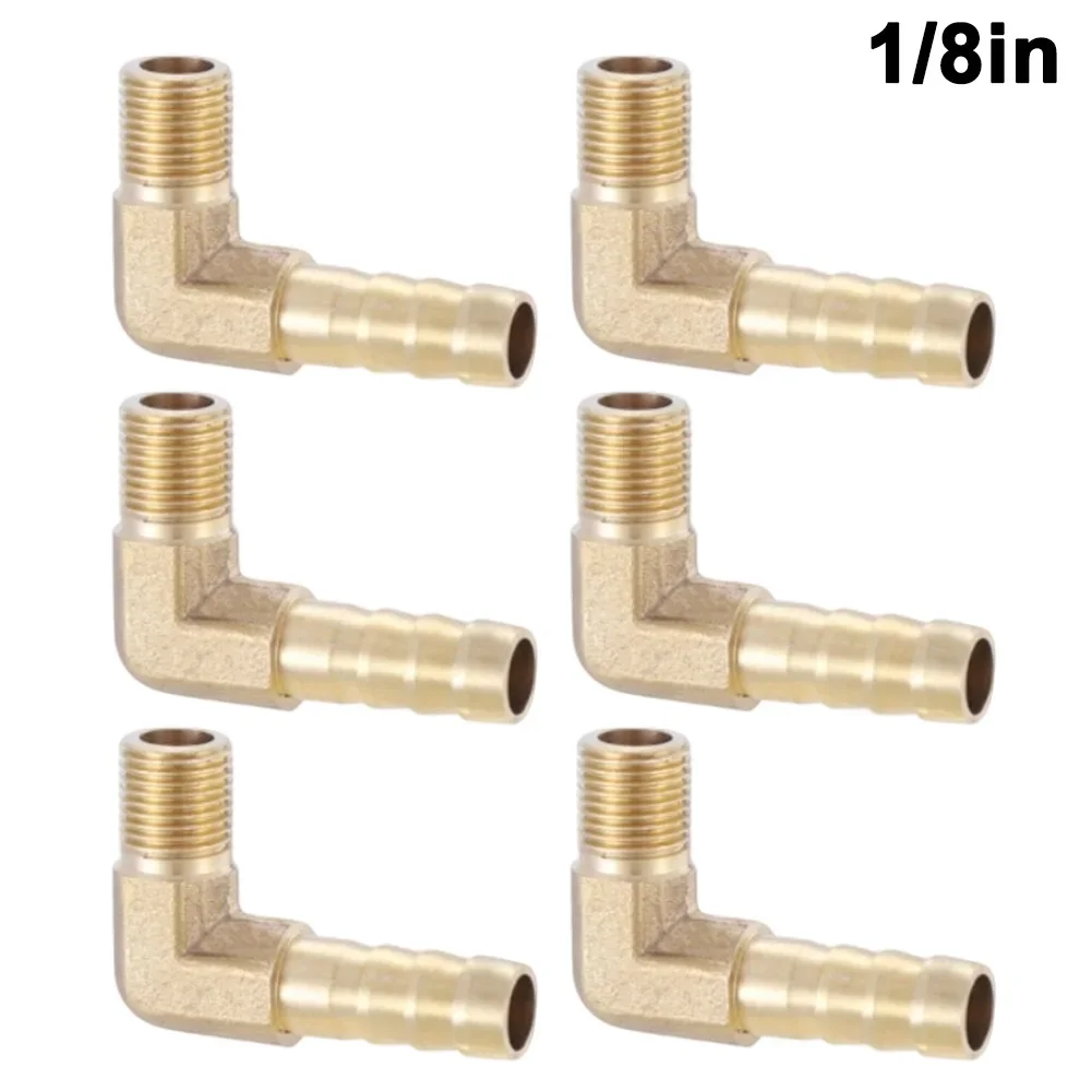 6pcs 90 Degree Brass Hose Connectors Leak-Proof For 10mm Inner Diameter Hose For Garden Irrigation Easy Installation