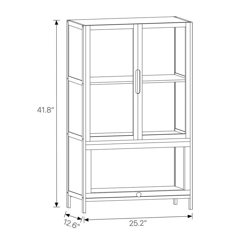 Custom.MoNiBloom Storage Cabinet with 3 Tier Sideboard Floor Standing Cupboard Display Shelf Dining Room