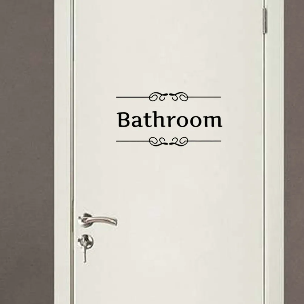 4Pcs Creative PVC Toilet Decoration Stickers Bathroom Wall Sign English Letters for Mall Restaurant Home Restroom
